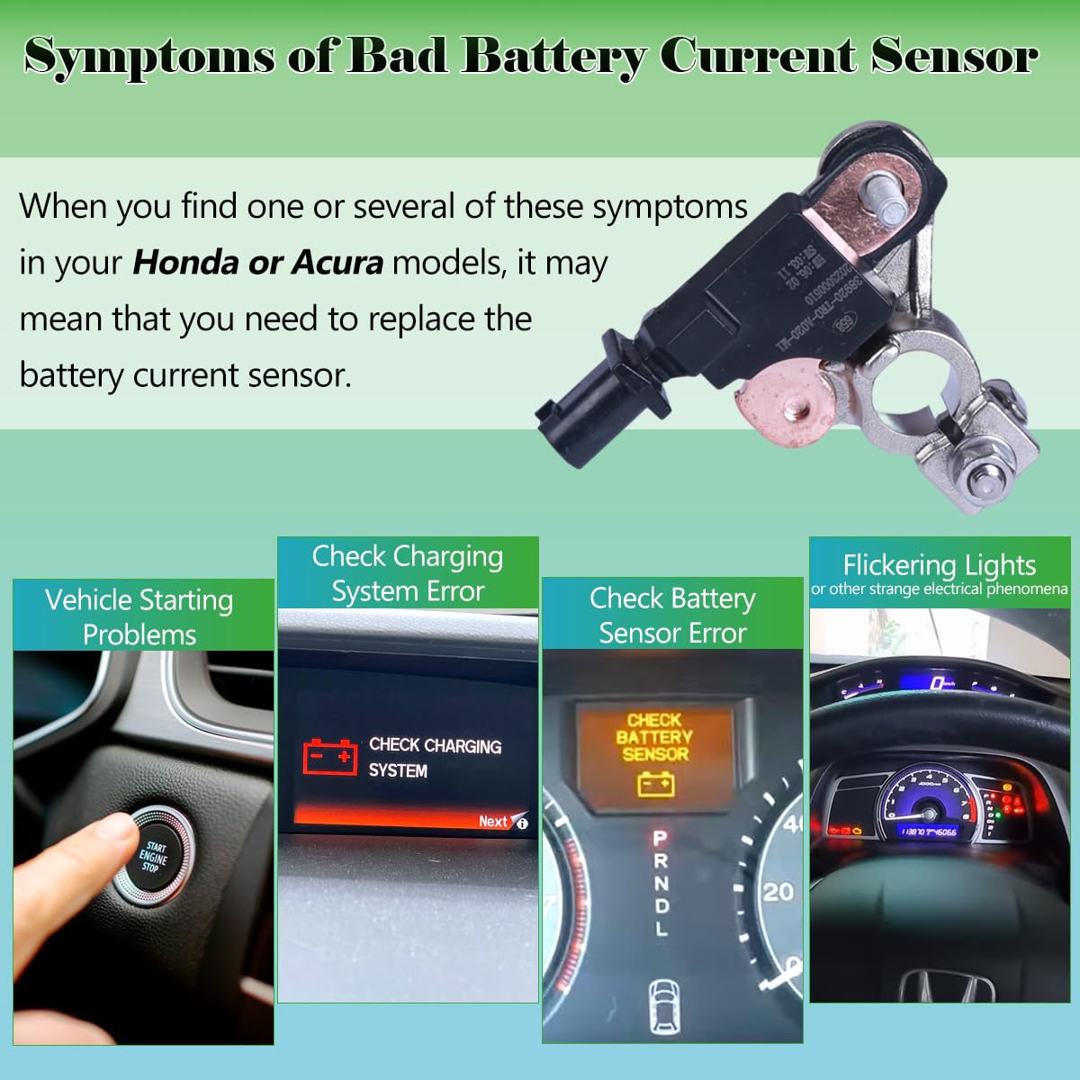 Yukrotor Battery Current Sensor labeling-packaging photo communicates part numbers and replacement guidance.