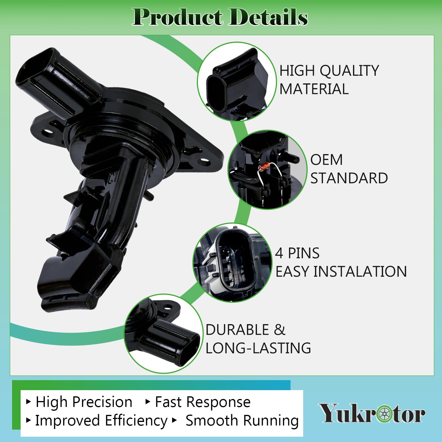 Yukrotor MAF sensor engine compartment fit enables precise ECU readings.