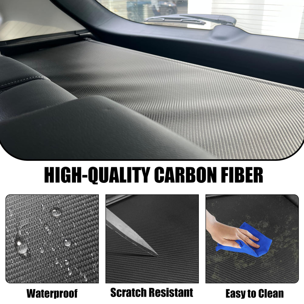 Yumemoo carbon fiber trunk cover for CX-50 blends with interior and resists scratches.