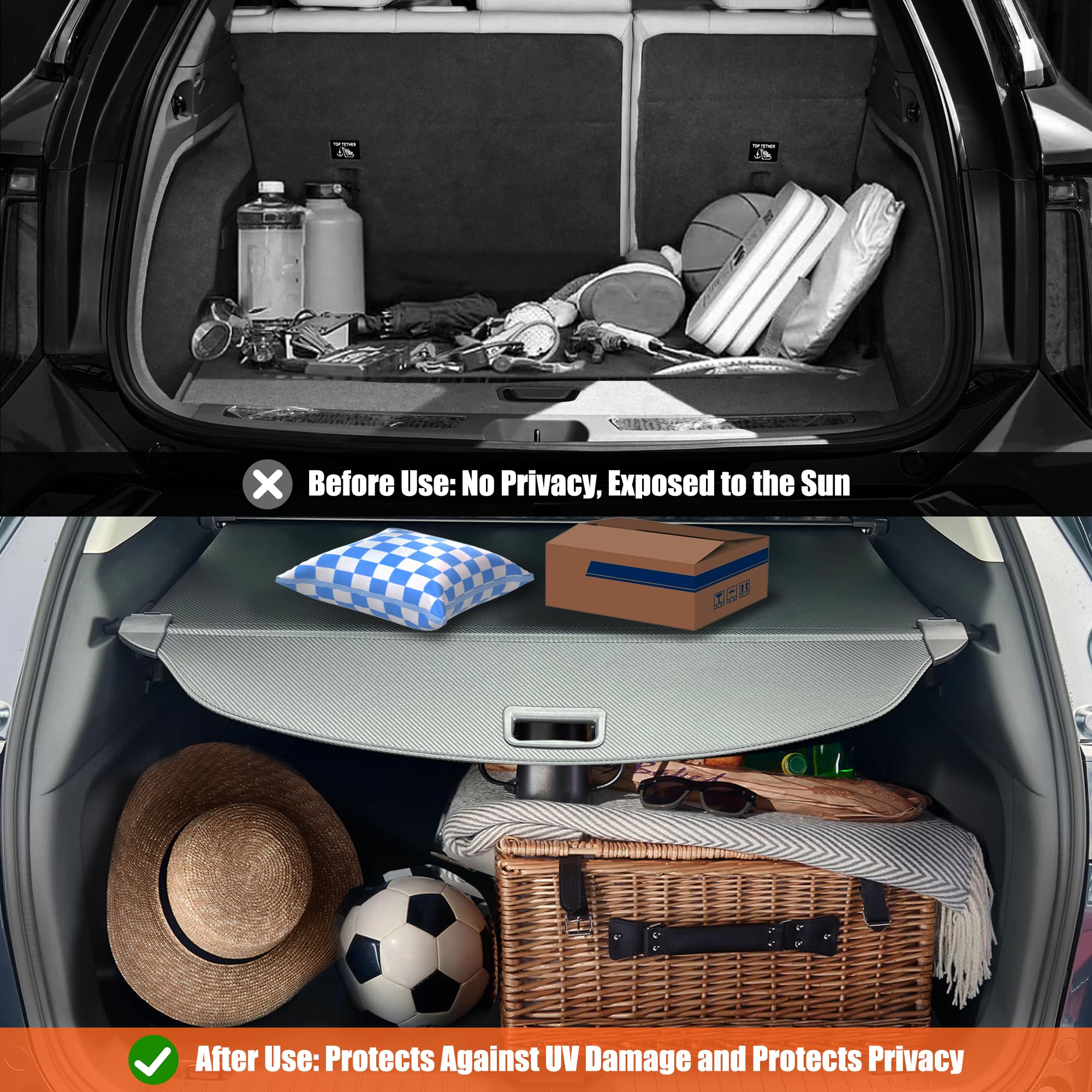 Yumemoo privacy-focused CX-50 trunk cover keeps personal items out of sight.