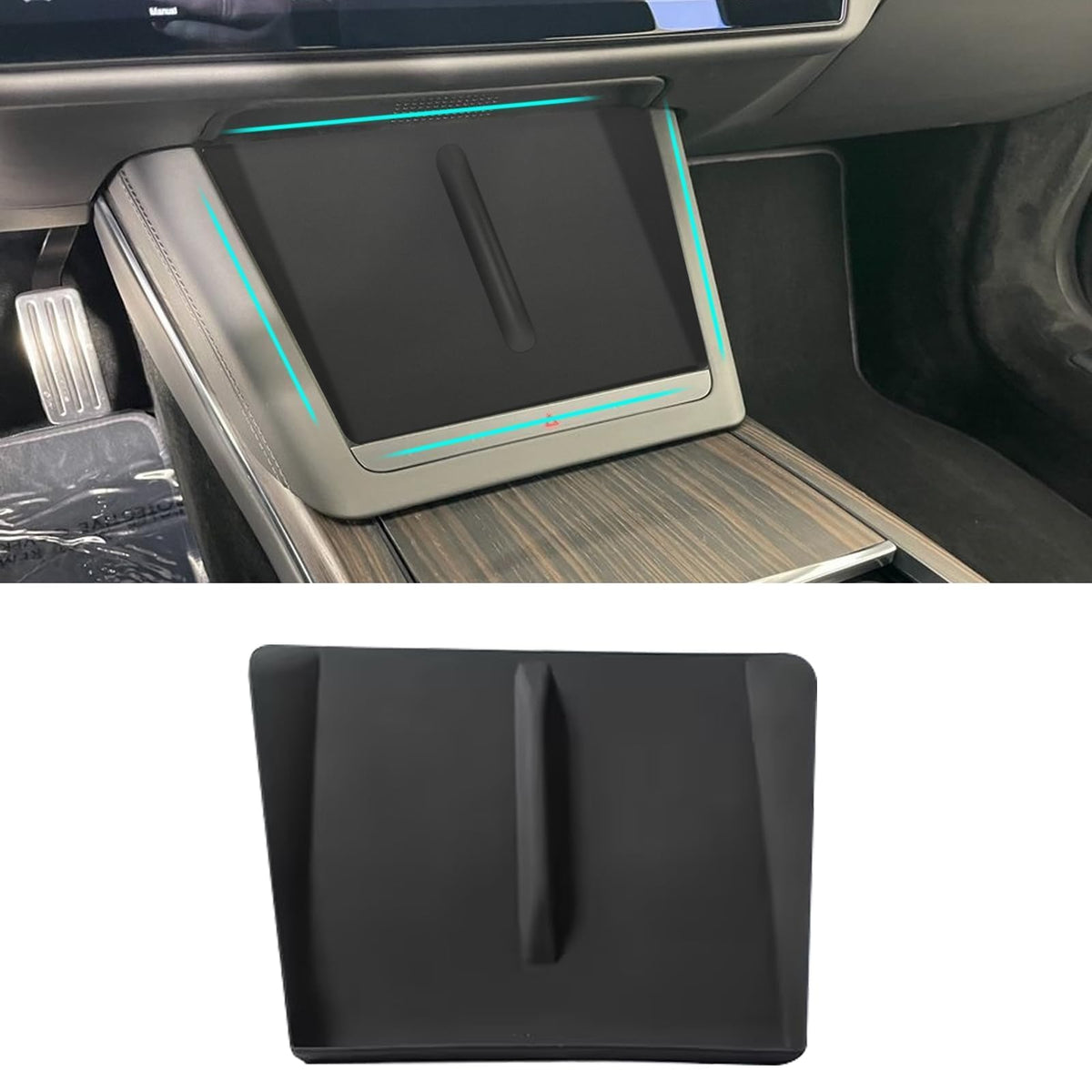 Yumzeco center console mat for Tesla S/X keeps phones securely in place during drives