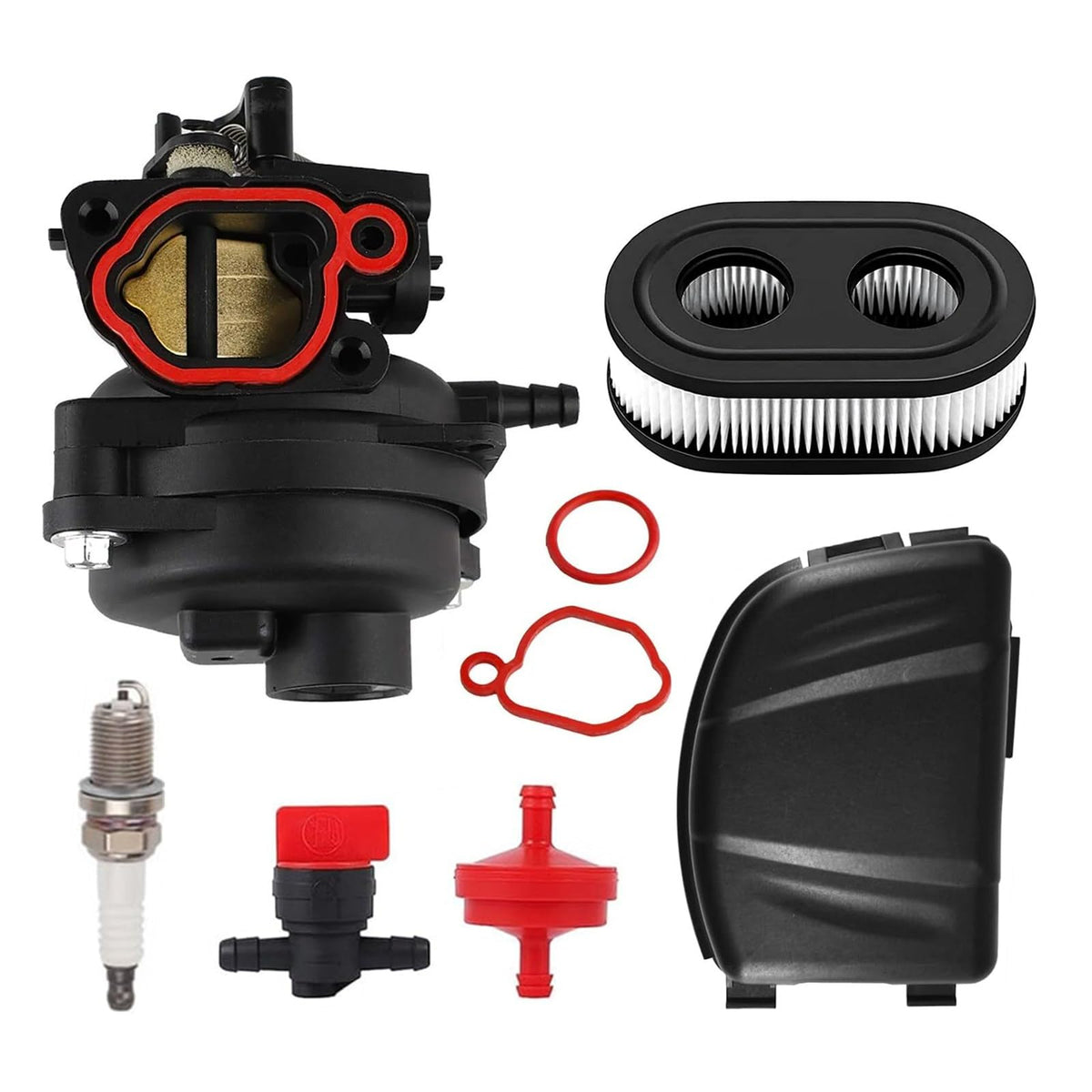 Yuncoold carburetor with air filter assembly for Briggs Stratton engines enables easier starts.