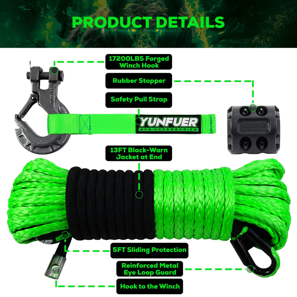 YUNFUER forged hook 5/16 inch provides secure attachment for winching.