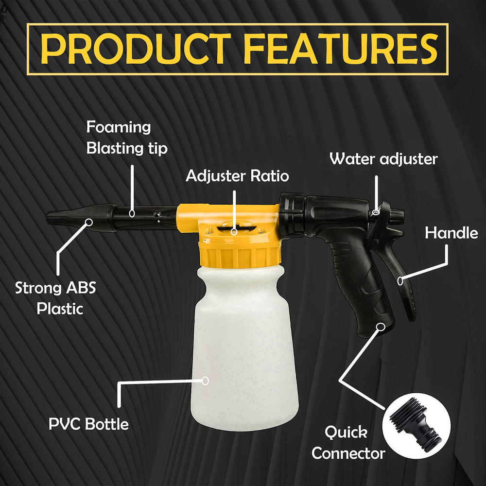 YunGuoGuo foam spray action demonstrates thick, clingy foam for gentle car washing.