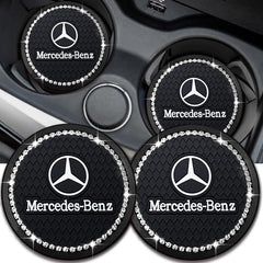 YUNHECHUHAI Mercedes-Benz coaster set in black with universal fit and cup holder protection.