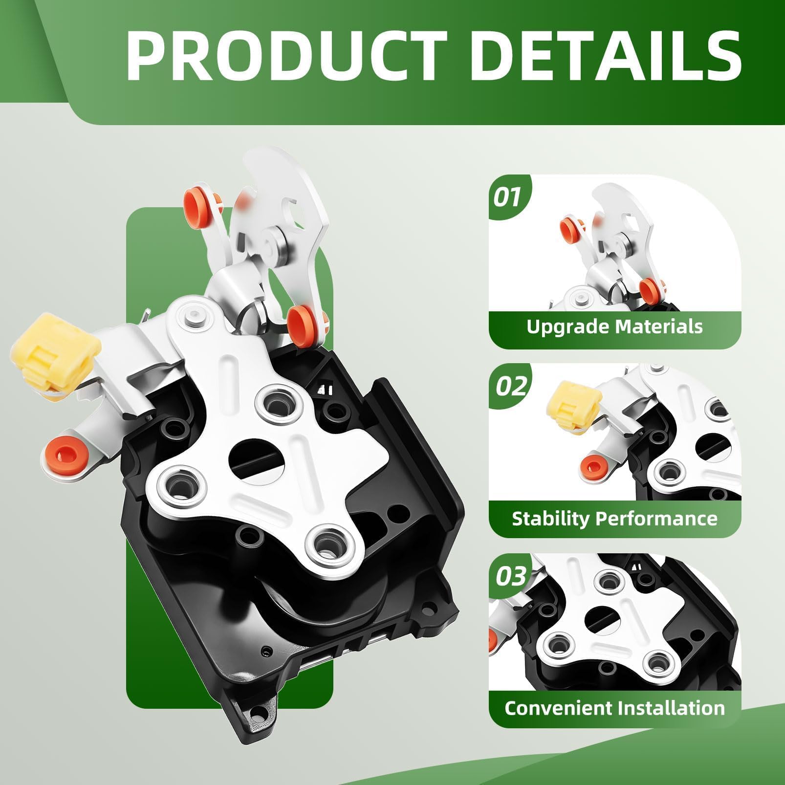 Yunnergo front left door latch installation guide image suggests easy DIY fit.