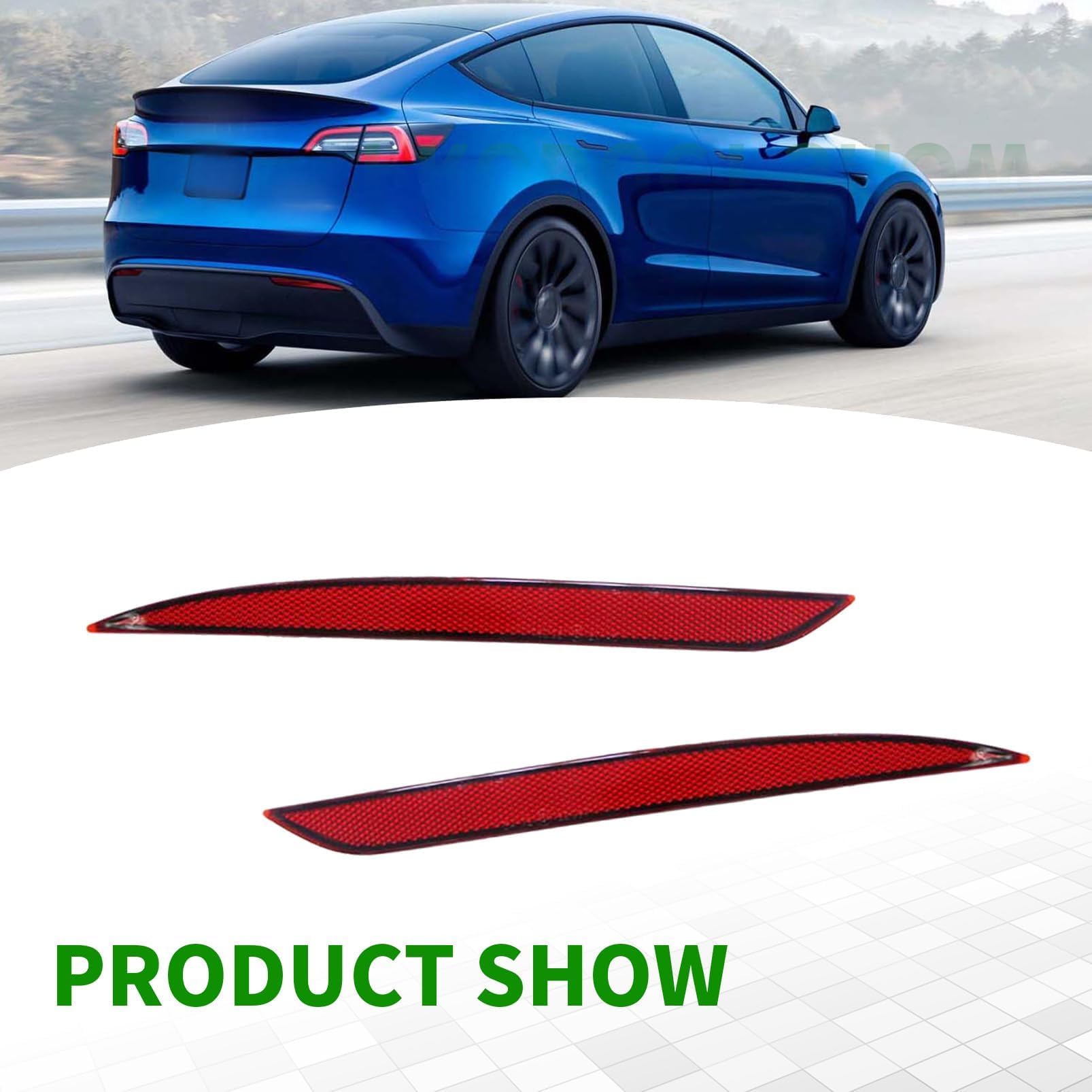 Yunnergo tail reflectors compatible with Model Y, secure fit for rear bumper.