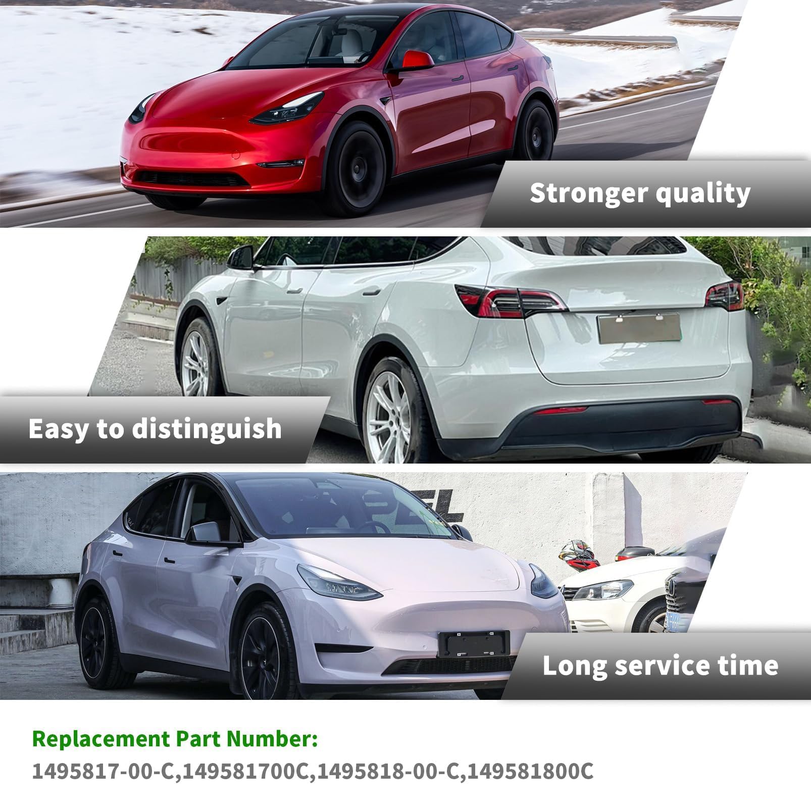 Yunnergo tail reflector red pair mounted on Model Y for better visibility.