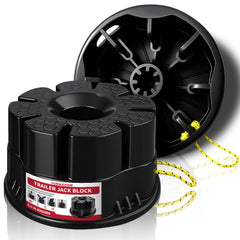 YUNNIEHOM Trailer Jack Block 6-inch stack supports RV leveling on uneven ground.