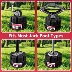 YUNNIEHOM trailer jack block base detail, highlighting 11.5-inch wide footprint