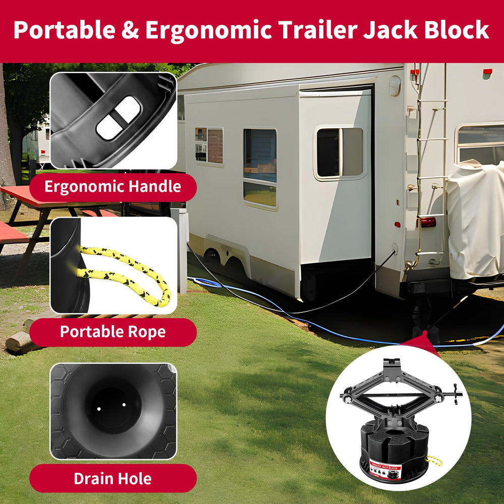 YUNNIEHOM trailer jack block with carry hole and rope for easy handling