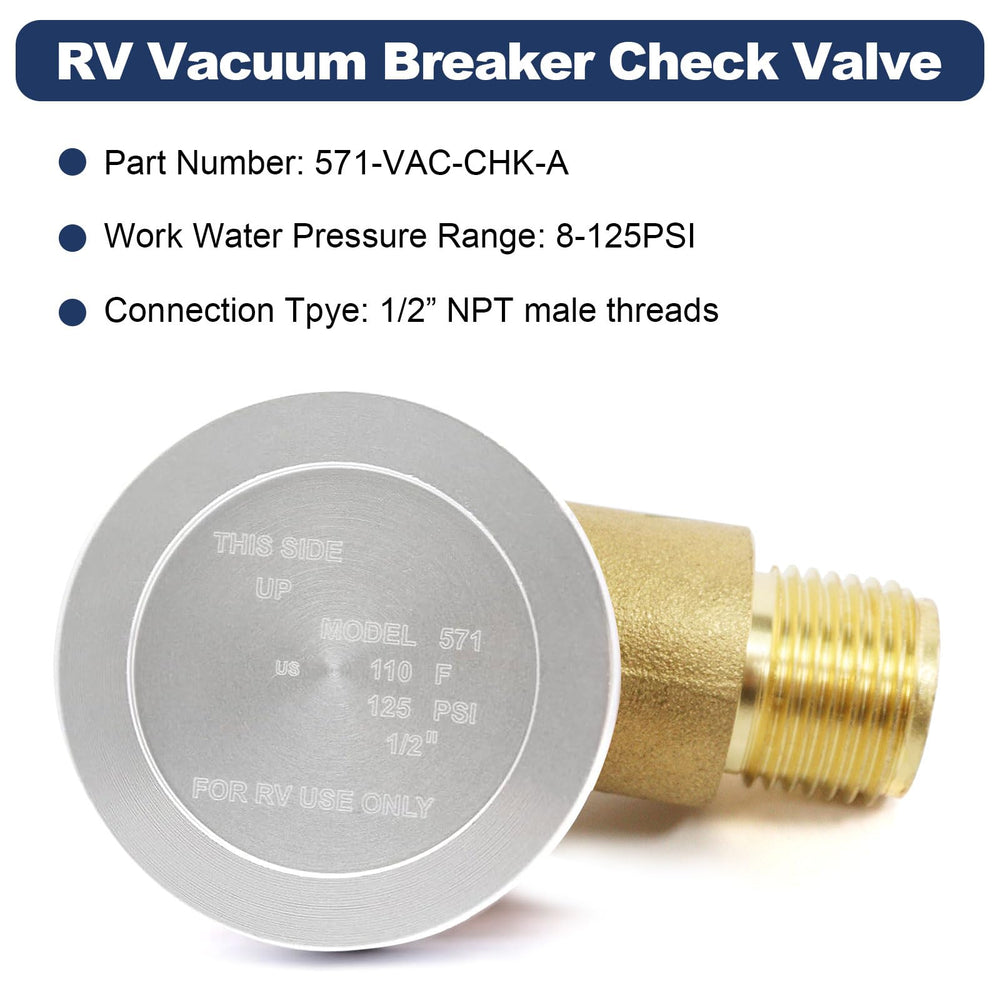 Yunziling 571-VAC-CHK-A brass construction delivers durable black water tank protection