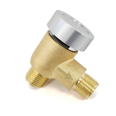 Yunziling RV vacuum breaker front view in brass, preventing backflow during flushing