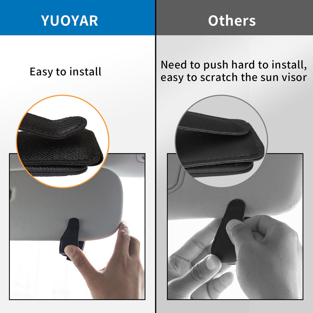 Yuoyar leather sunglasses holder protects frames during daily commutes