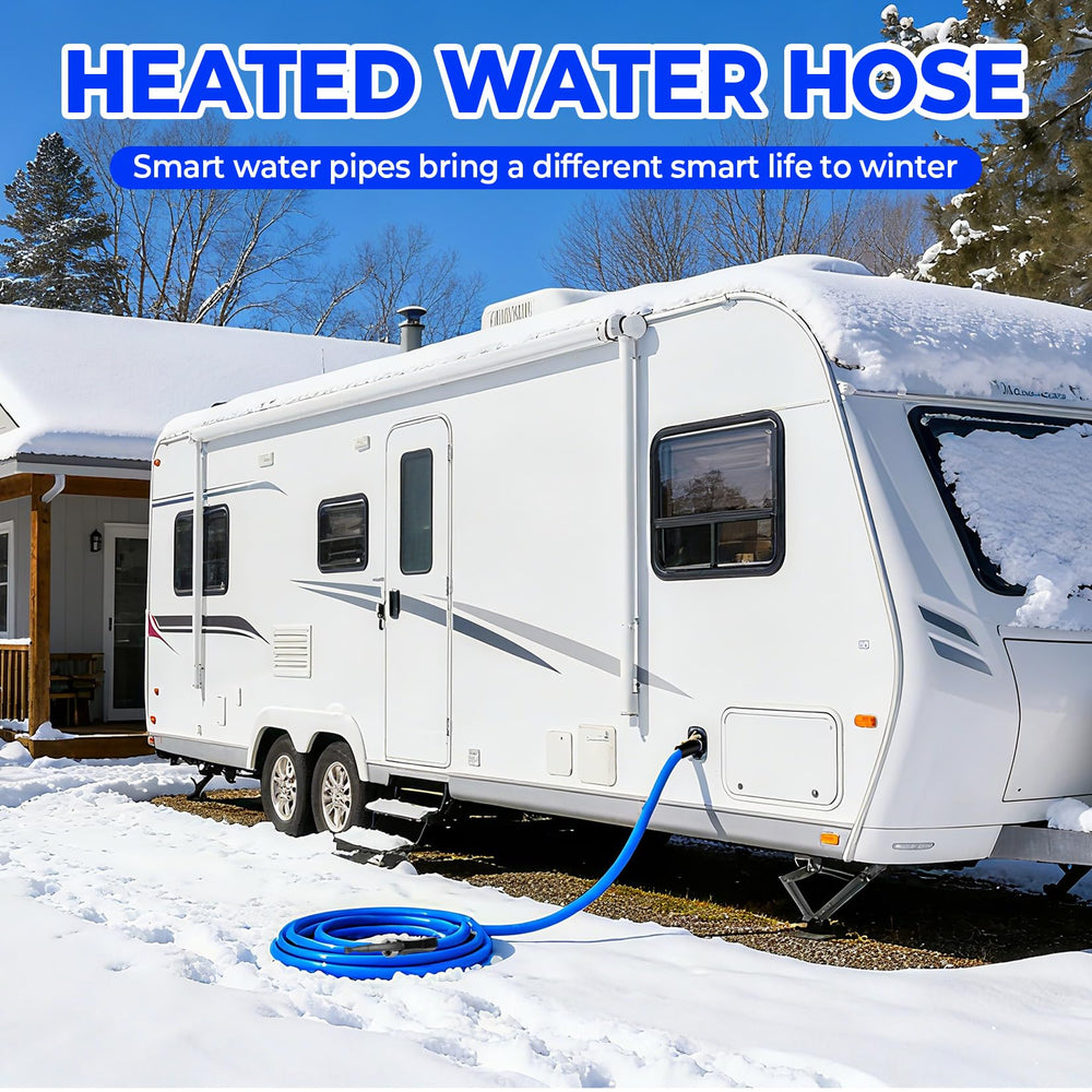 Yurnomy RV water hose connection setup demonstrating easy installation for quick setup