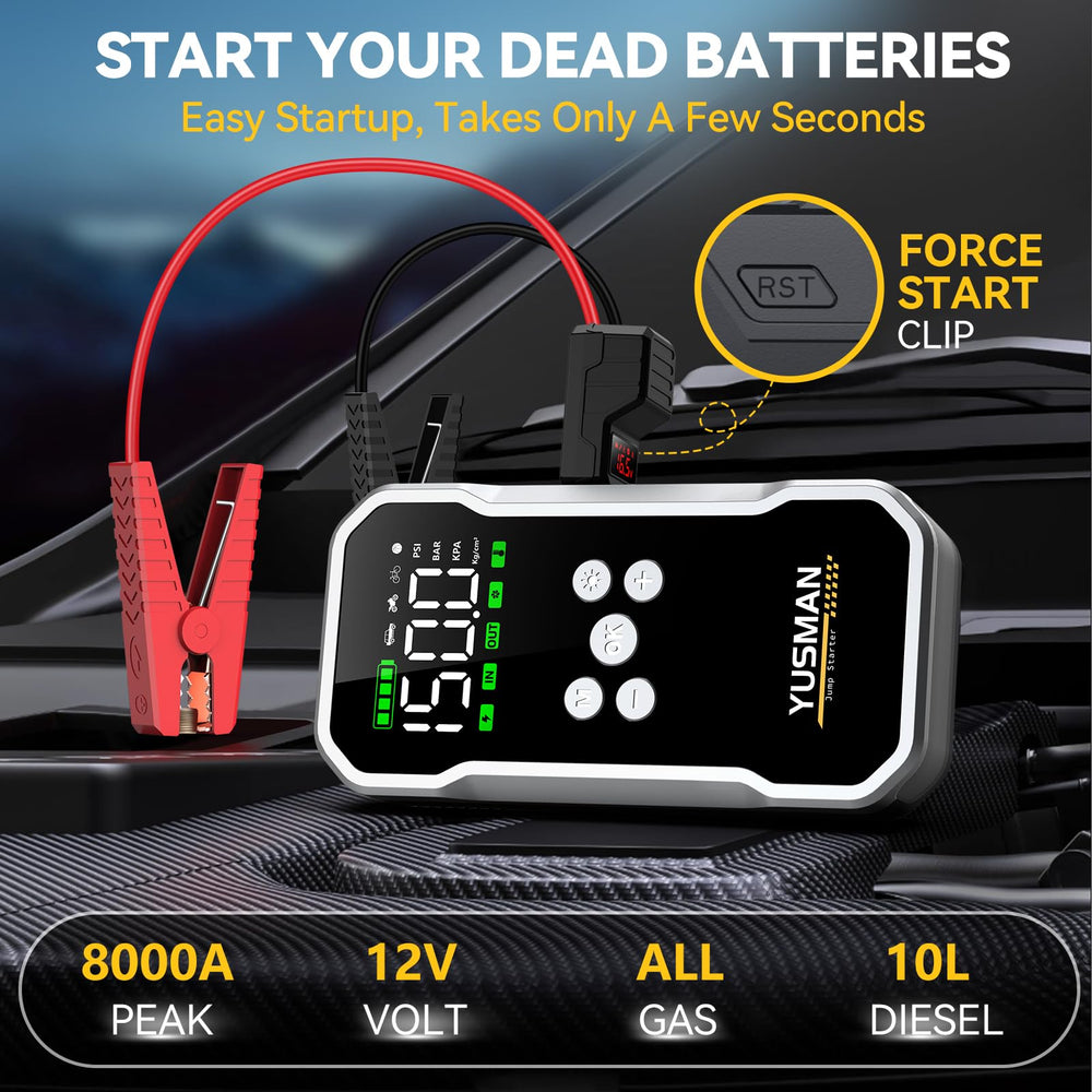 YUSMAN tire inflator mode demonstrates accurate 160 PSI inflation on the road.