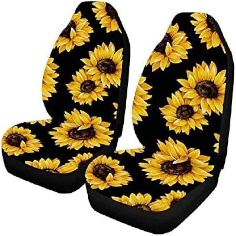 Yuudar Sunflower front seat cover closeup in breathable fabric for daily comfort.