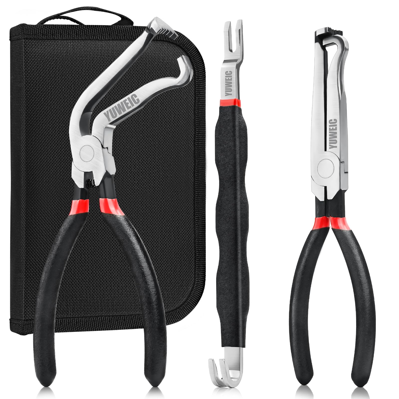 YUWEIC 60-degree angled-head pliers for precise disconnects in tight spaces.