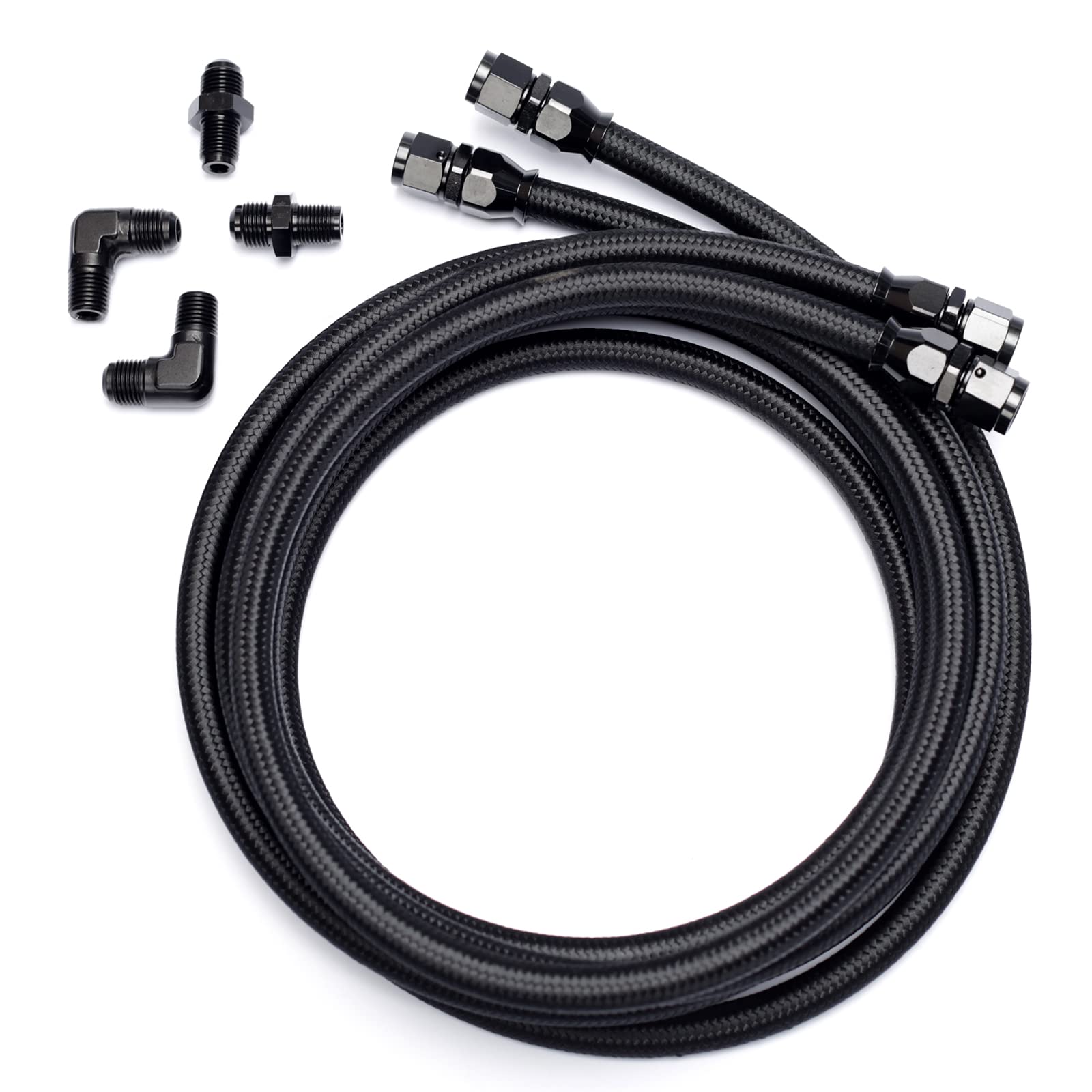 YUXIVCNE 6AN PTFE hose for transmission cooling, durable under high temperatures.