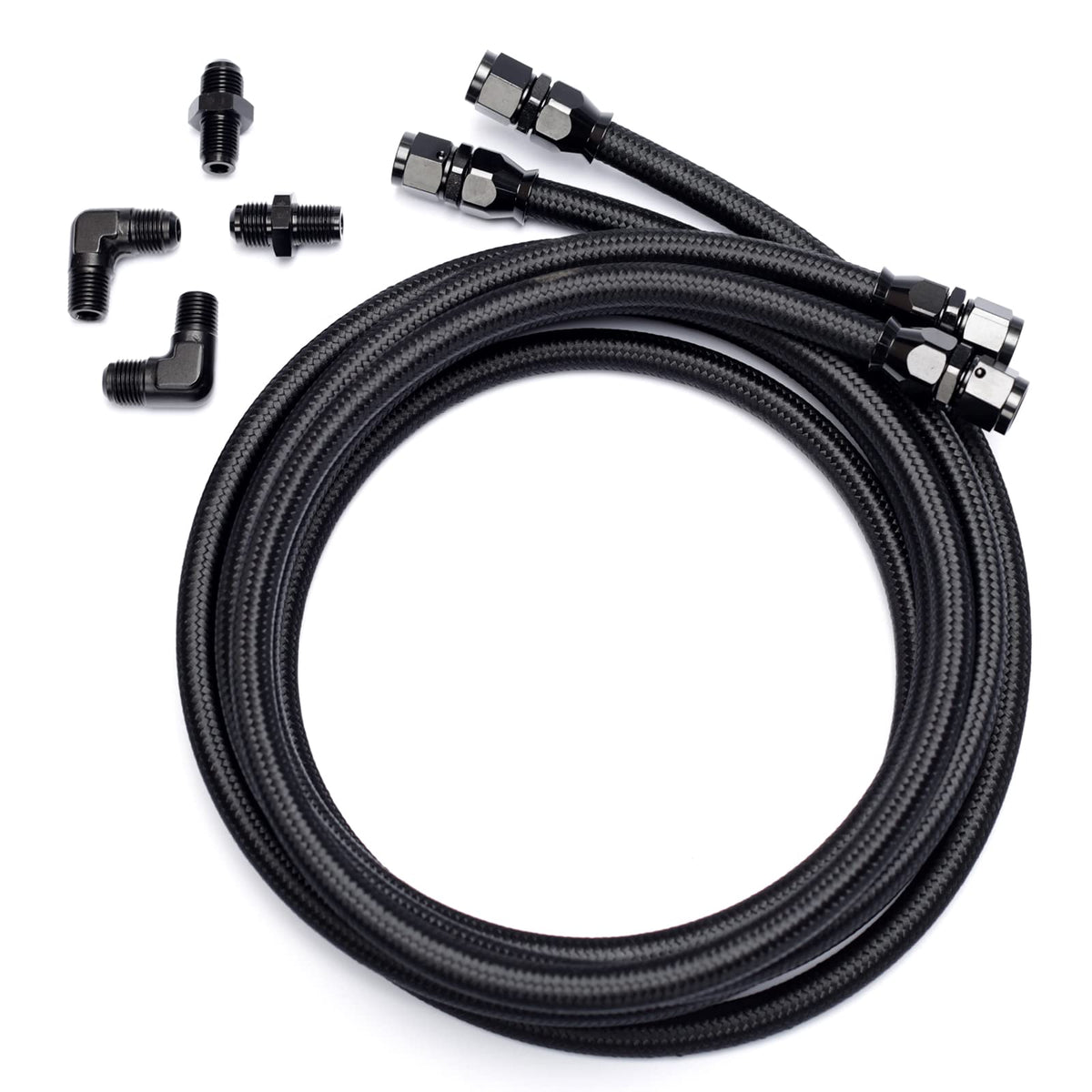 YUXIVCNE 6AN PTFE hose for transmission cooling, durable under high temperatures.