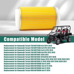 YUXIVCNE air filter design with dense filtration media for Kawasaki Teryx—superior filtration.