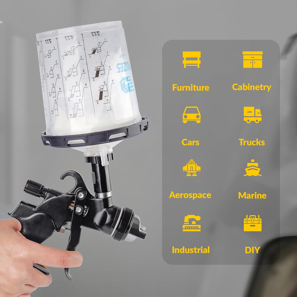 YUZES 360-degree spray capability reduces waste.