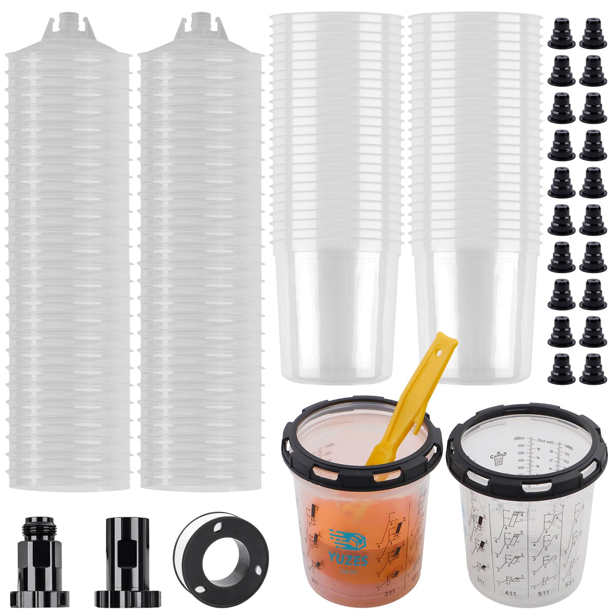YUZES 50 disposable cups with lids for tidy painting setup and cleanup efficiency.