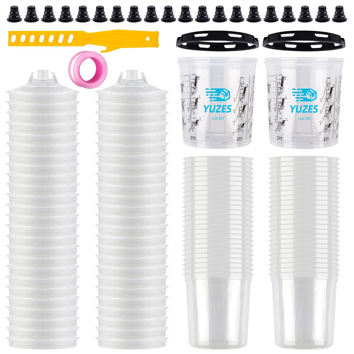 YUZES 20-ounce disposable paint cups for clean, efficient spraying.
