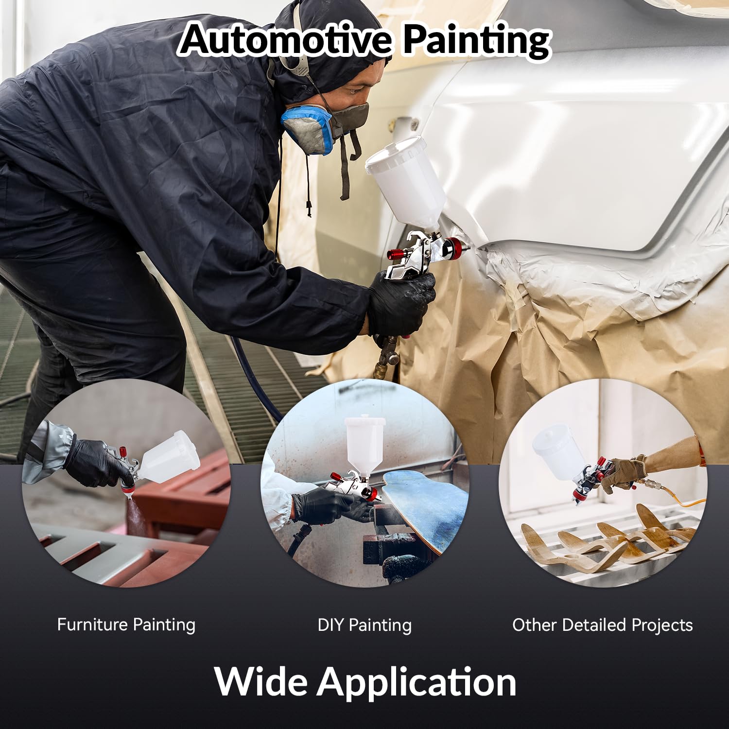YUZES HVLP spray gun nozzles 1.4/1.7/2.0mm for versatile coatings