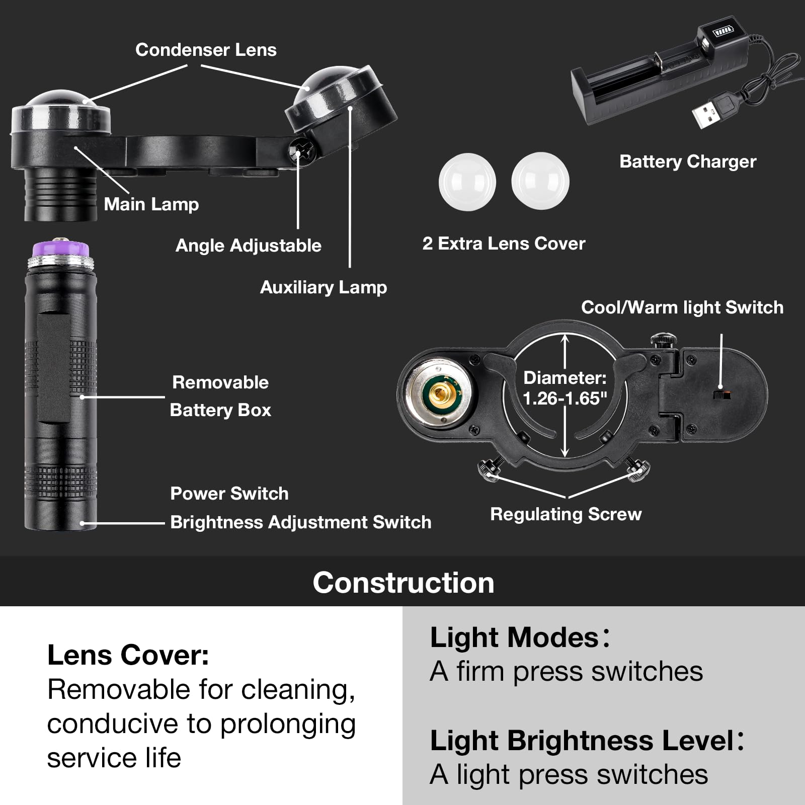 YUZES rechargeable battery and charger support long use sessions