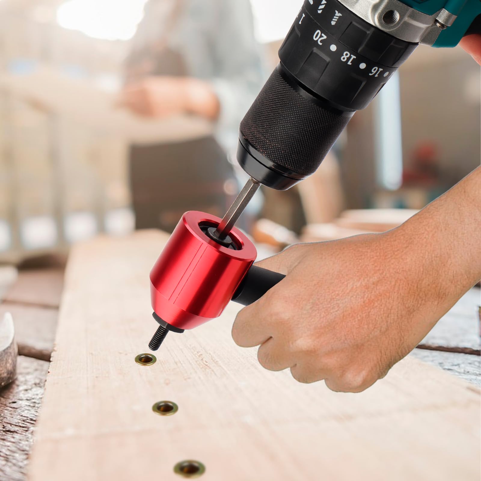 YUZES tool in action rivets nuts efficiently on a project