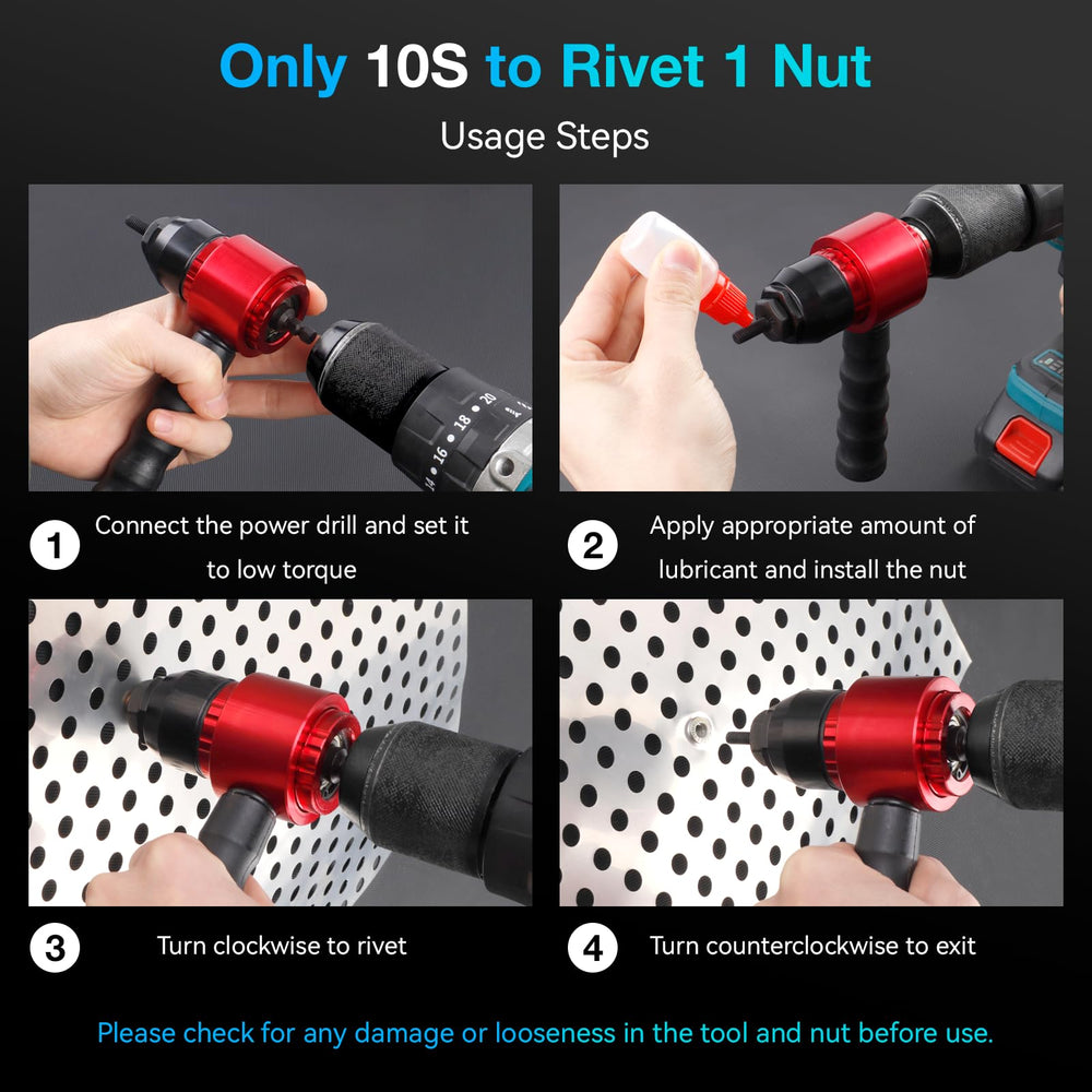 YUZES Rivet Nut Tool Kit wrench and manual included for setup