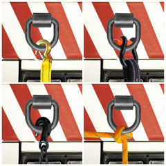 Trailer bed with Ywvri D-ring tie-down point in use
