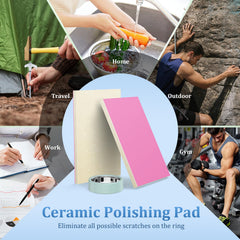 YWXTW Oura Ring 4 pad features pink polishing layer and soft sponge for full-coverage smoothing.