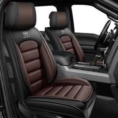YWZQ full set seat covers front view in black and coffee for GMC Sierra protects upholstery