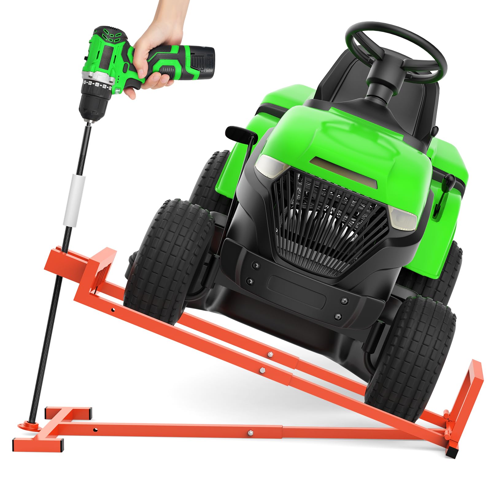 YXFAIRY 1400LB lawn tractor lift base close-up showing stability and anti-slip design