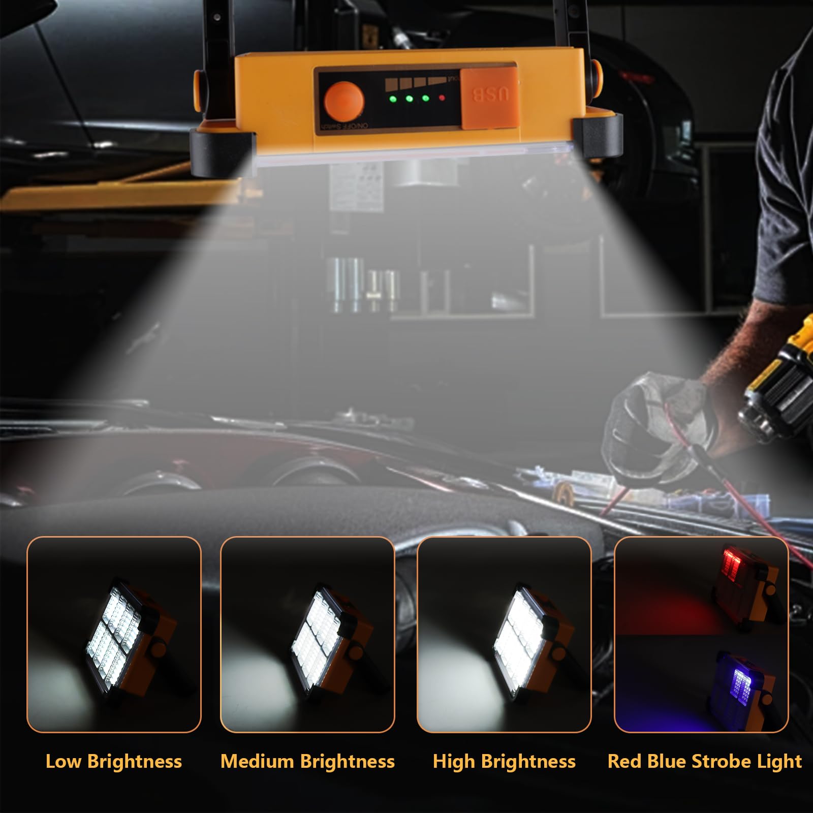 YXQUA in-garage repair use illustrating targeted bright light for mechanical tasks