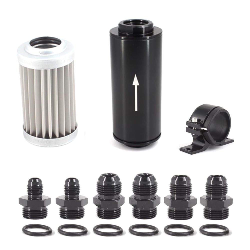 YYSSFM inline fuel filter connectors 6AN 8AN 10AN enable versatile fuel line compatibility.