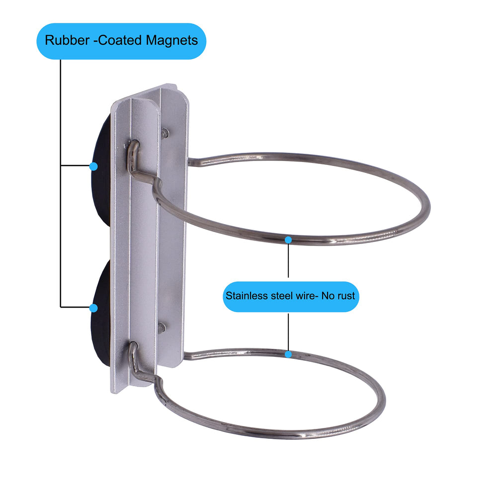 Rubber-coated magnets protect surfaces from scratches during use.