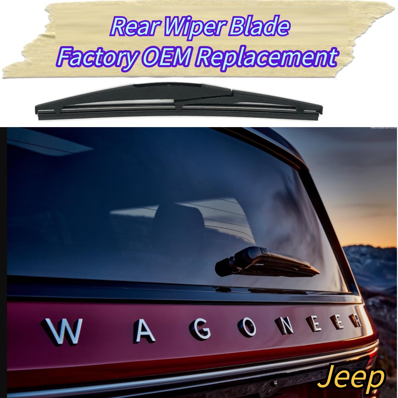 YYZYBB rear wiper blade for Wagoneer 2022 Series II, all-season flexibility.