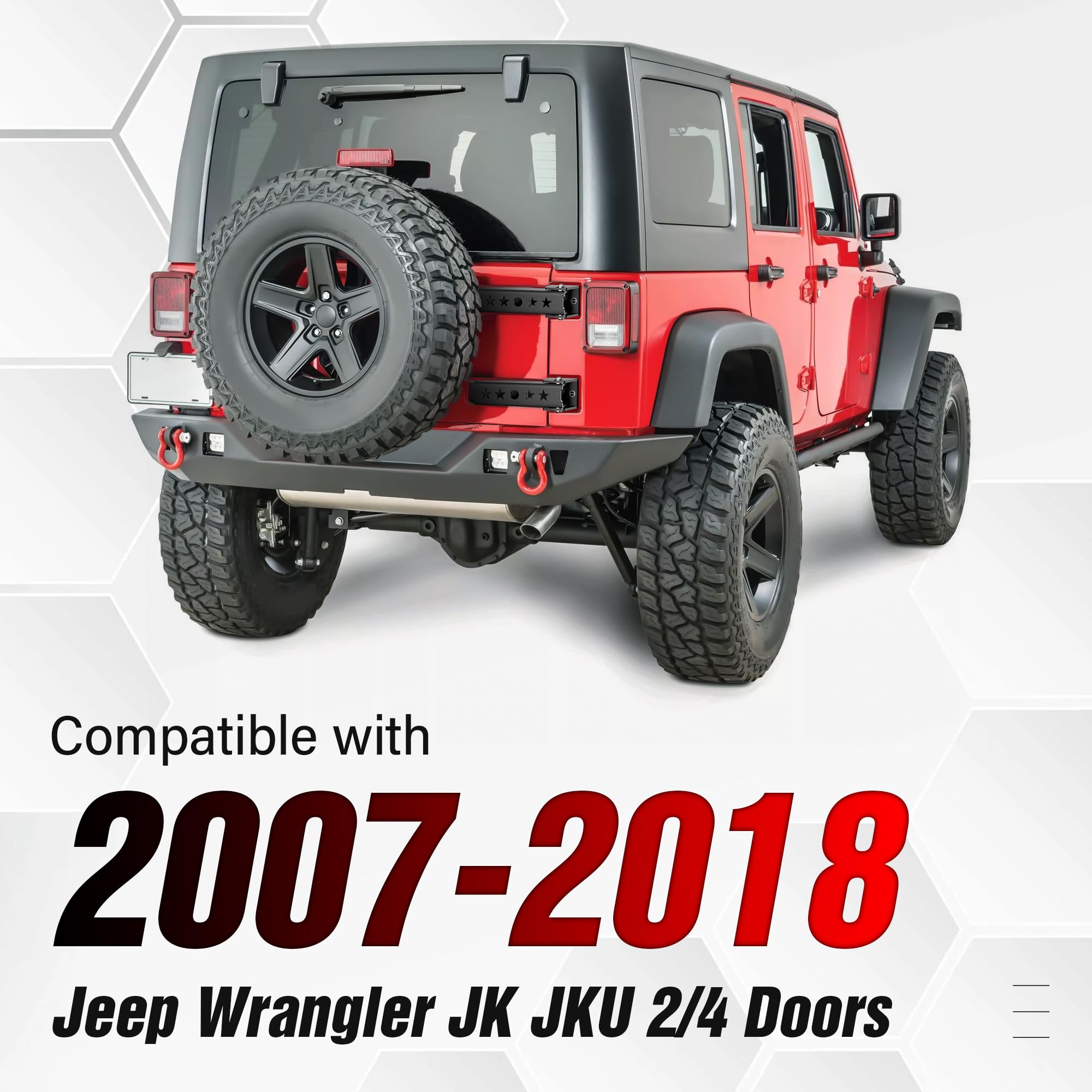 YZONA tailgate hinge closeup shows steel construction and corrosion-resistant black coating.