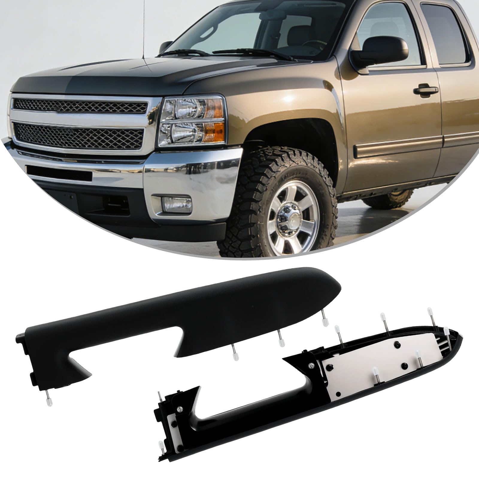 YZQPNB installation-ready left armrest for Sierra and Silverado in black