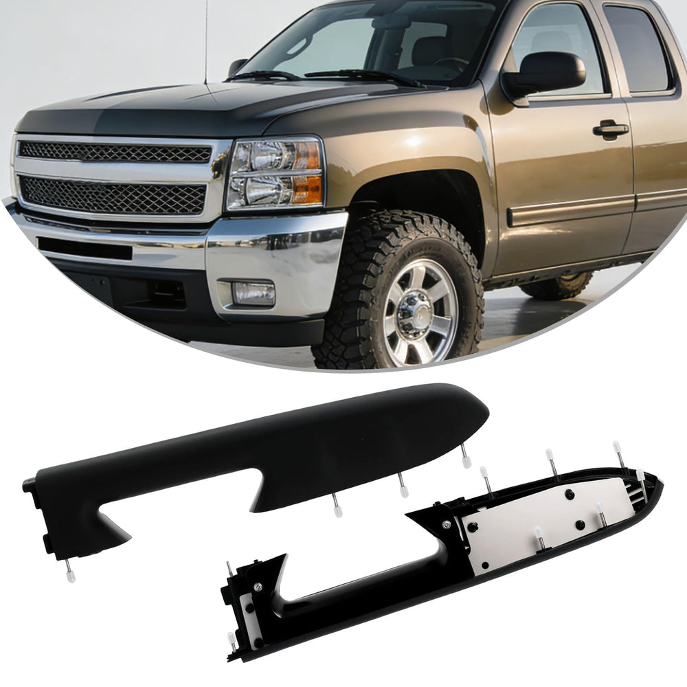 YZQPNB installation-ready left armrest for Sierra and Silverado in black