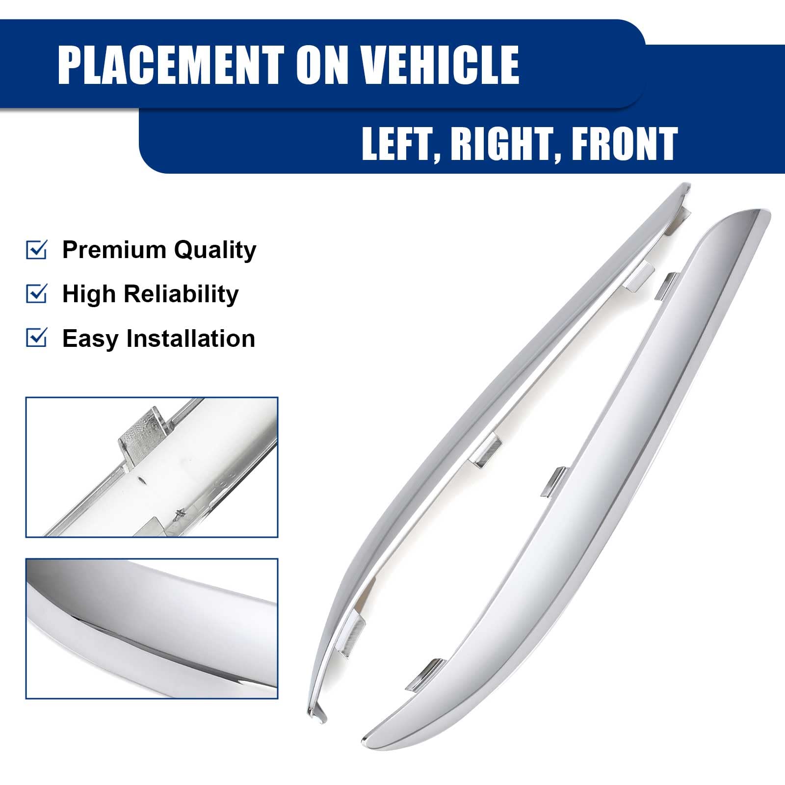 YZQPNB chrome bumper molding closeup shows durable ABS finish