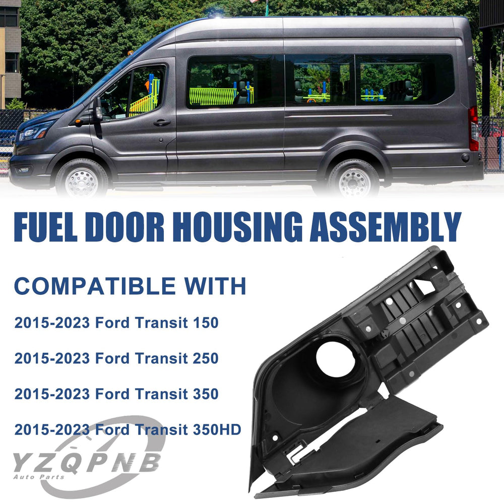 YZQPNB fuel filler door cover painted for seamless Transit van appearance.