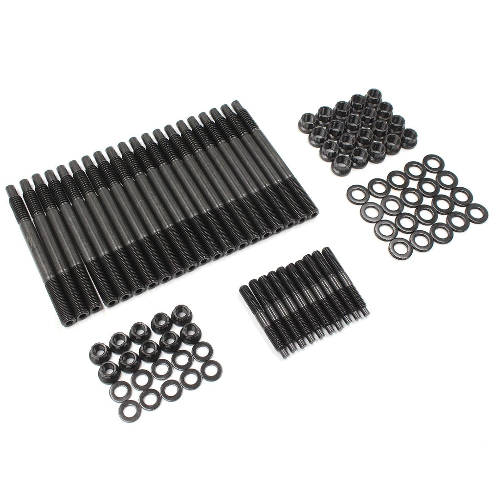 YZQPNB 12-point head stud kit package view shows durable chrome-moly components for LS engines.