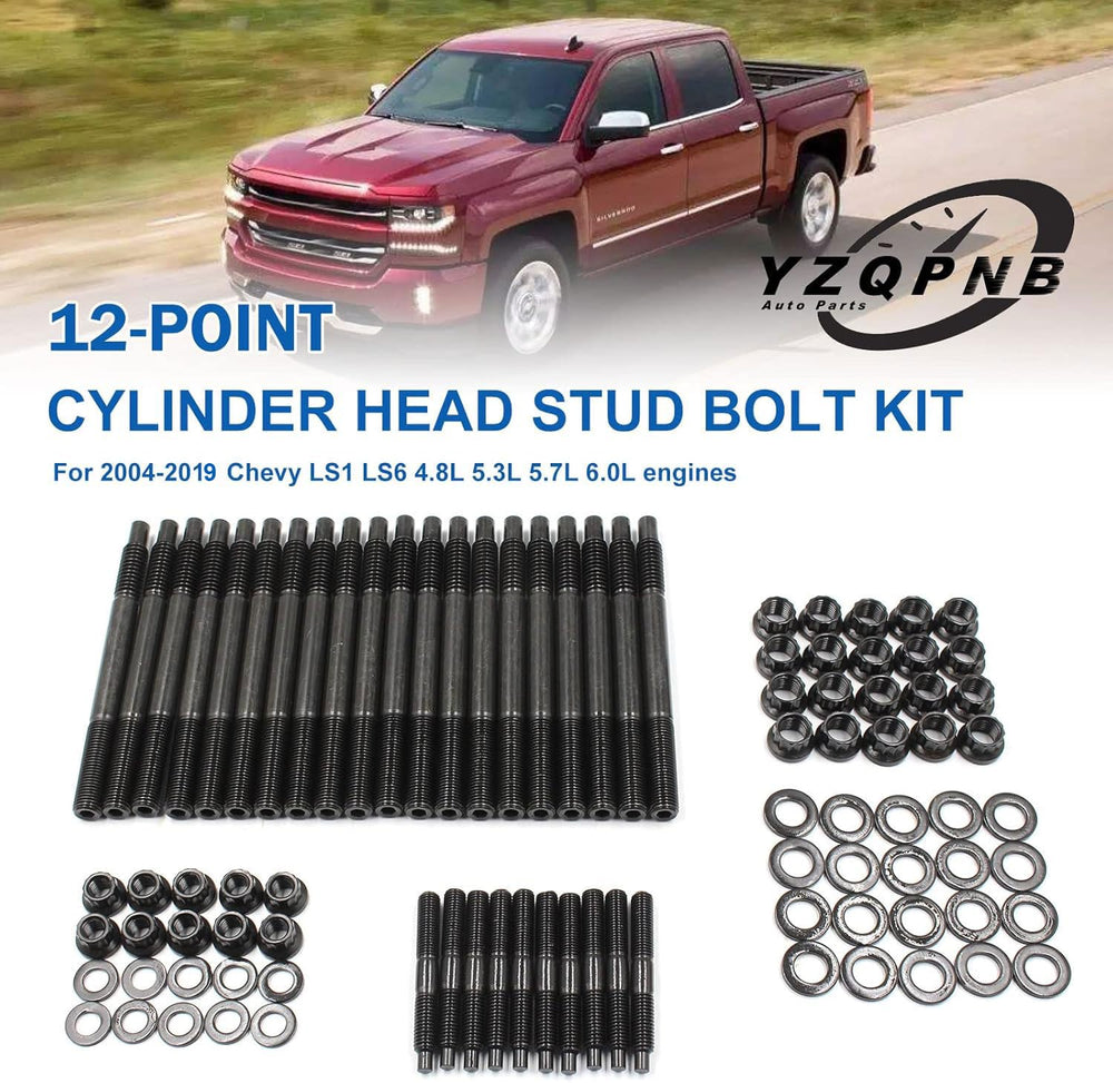 YZQPNB chromoly steel head studs close up demonstrating high tensile strength.