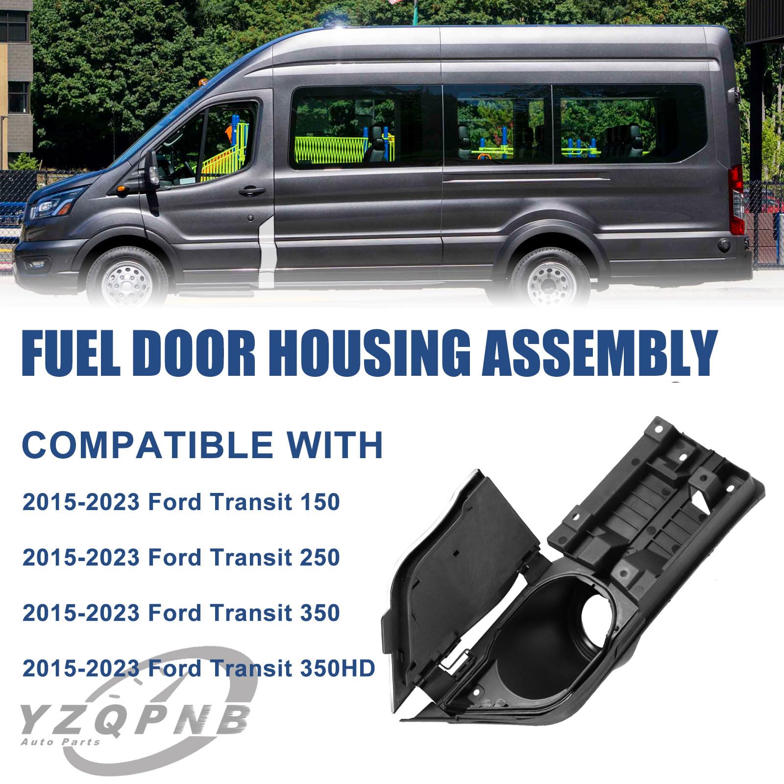 YZQPNB Transit fuel door hinge close-up showing durable ABS plastic.