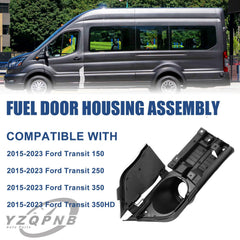 YZQPNB Transit fuel door hinge close-up showing durable ABS plastic.