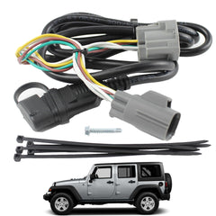 YzusGomumu 67-inch 4-pin trailer harness for Jeep Wrangler JK/JKU ensures durable outdoor lighting connections